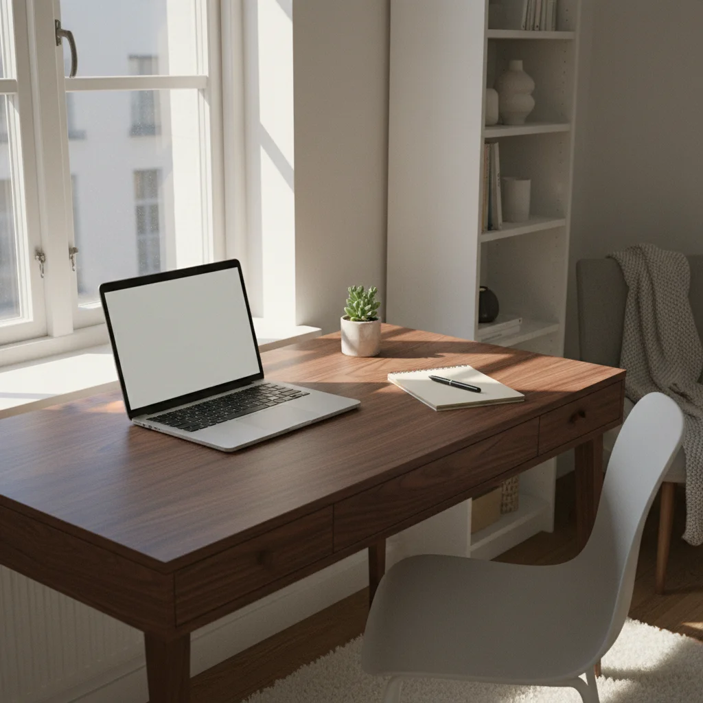 Customiser un bureau IKEA Linnmon avec un adhésif effet noyer