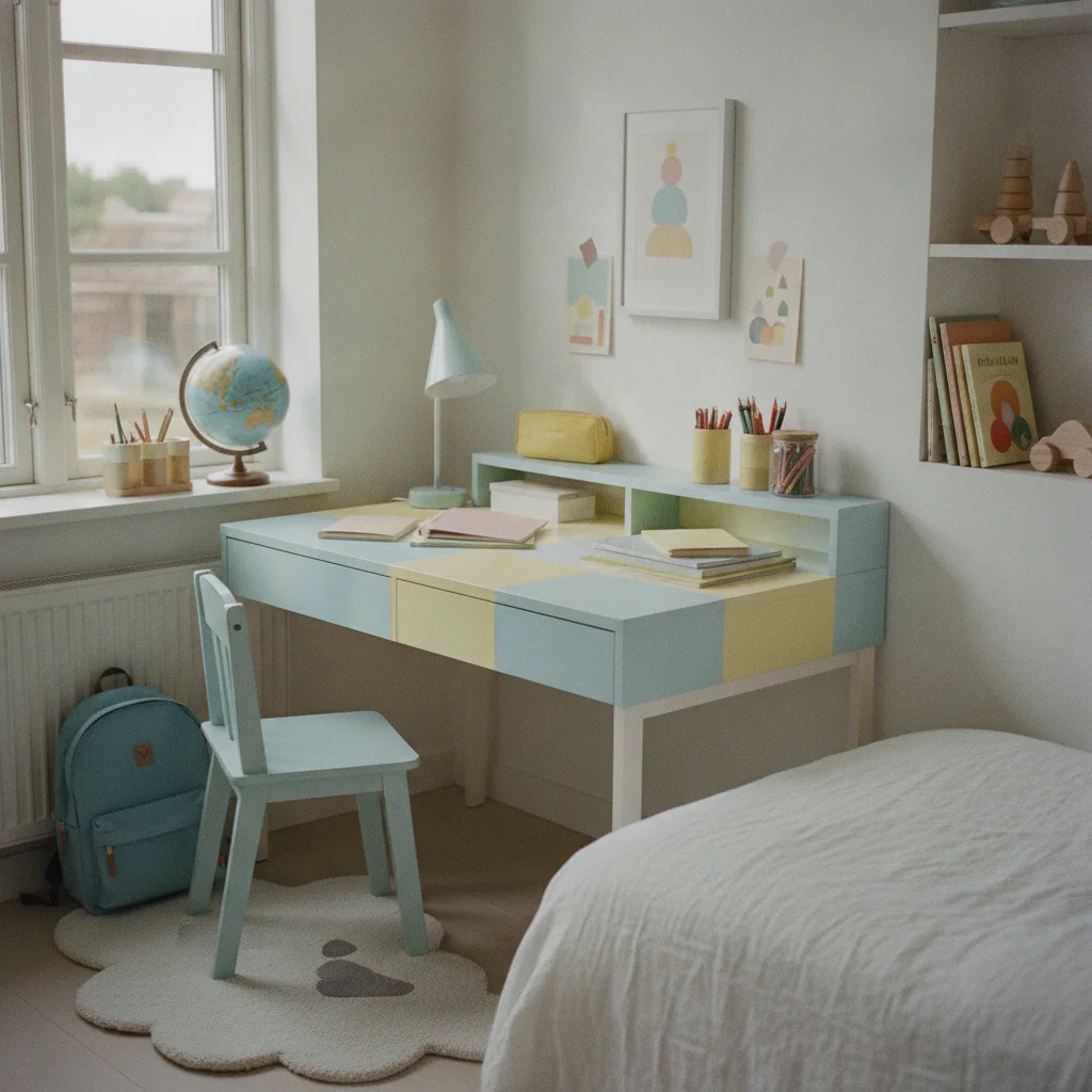 Customiser un bureau d'enfant avec des adhésifs colorés