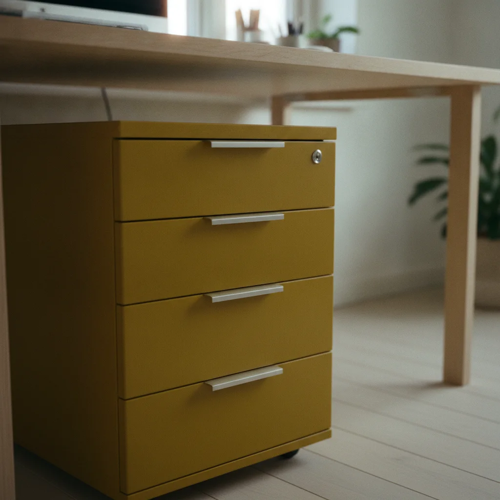 Relooker un caisson de bureau à tiroirs avec un adhésif couleur