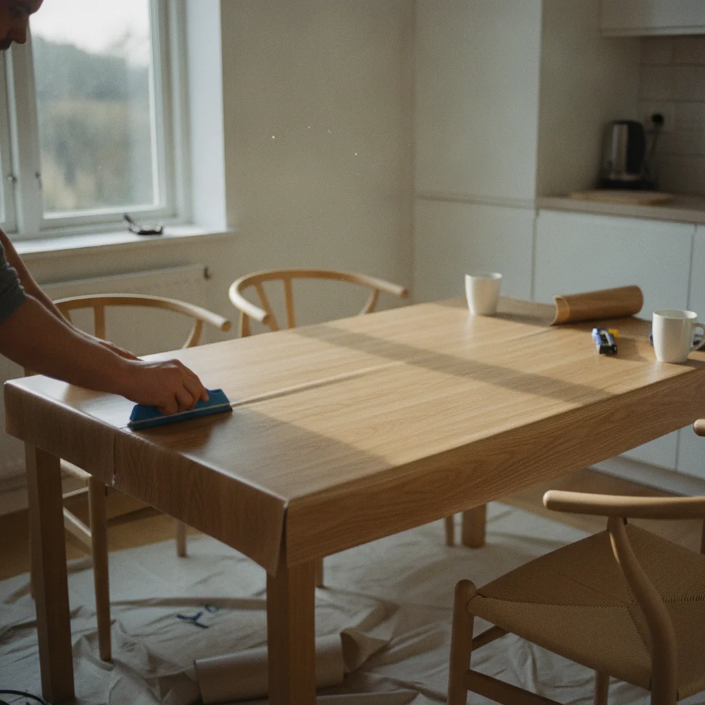 Donner une seconde vie à une table en Formica avec un effet bois